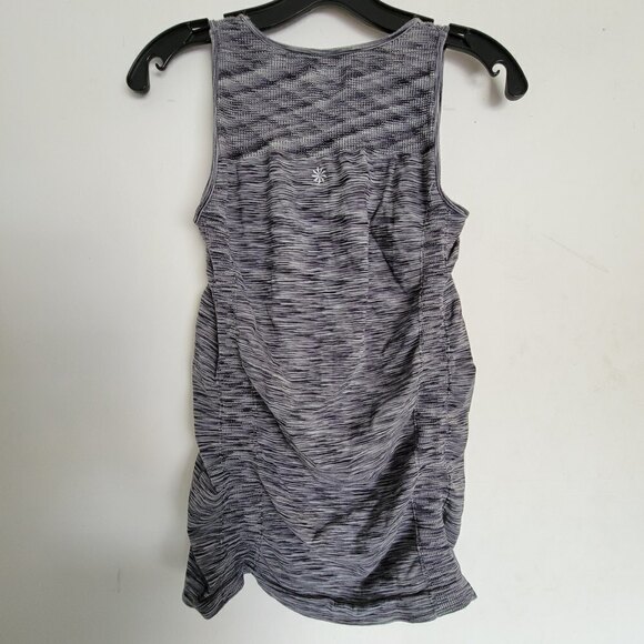 Athleta Ruched Heather Gray Fastest Track Racerback Workout Tank Top Sz Medium - Picture 4 of 9